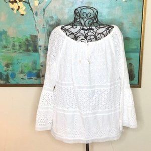 Lauren Eyelet Lace Peasant Blouse